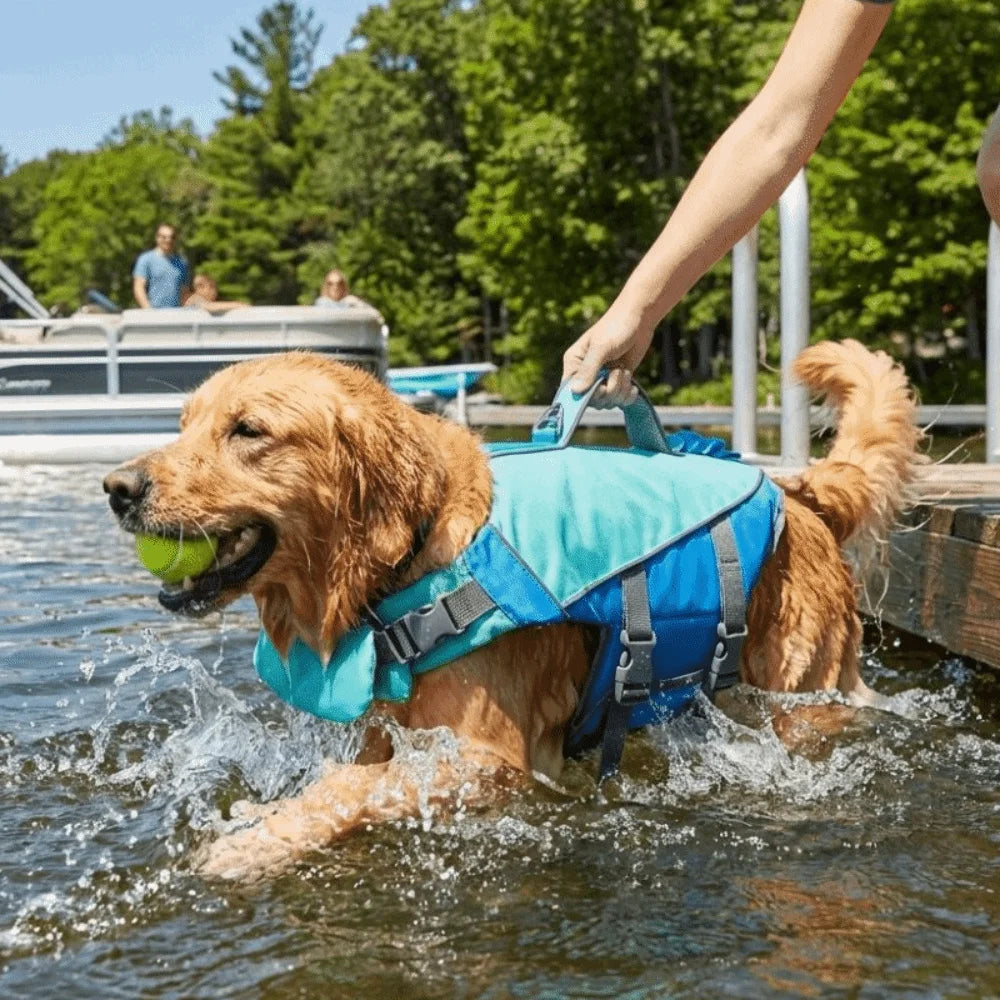 Pet Supplies Reflective Stripes Dog Life Jacket Adjustable Large Buoyancy Safety Vest Breathable Pet Life Vest Water Sports