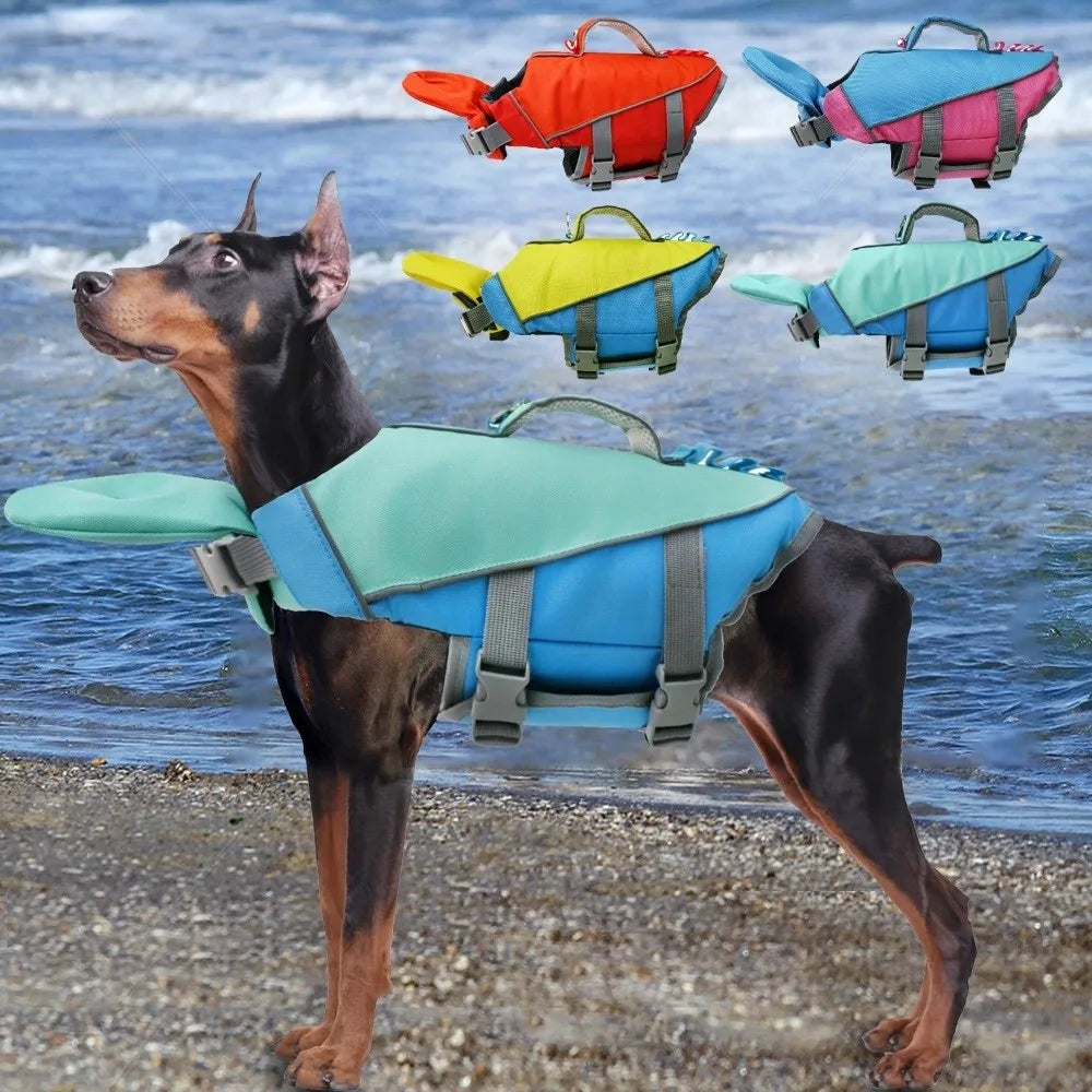 Pet Supplies Reflective Stripes Dog Life Jacket Adjustable Large Buoyancy Safety Vest Breathable Pet Life Vest Water Sports