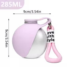 Portable Pet Water Bottle with Foldable Bowl – Stainless Steel, Leak-Proof