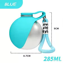 Portable Pet Water Bottle with Foldable Bowl – Stainless Steel, Leak-Proof