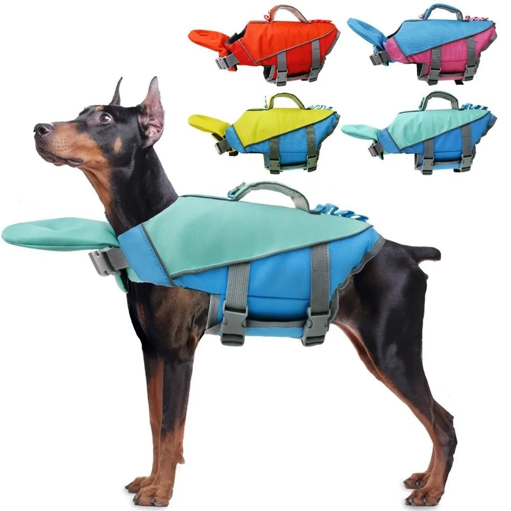 Pet Supplies Reflective Stripes Dog Life Jacket Adjustable Large Buoyancy Safety Vest Breathable Pet Life Vest Water Sports